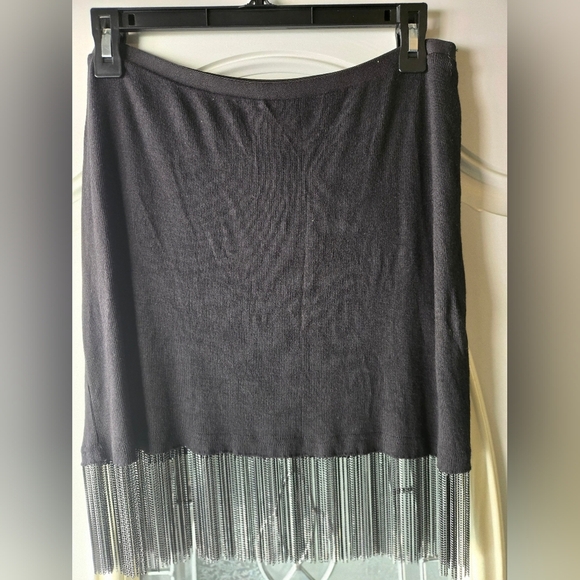 Silver Dagger Black Skirt with Metal Fringe Detail - Picture 3 of 5
